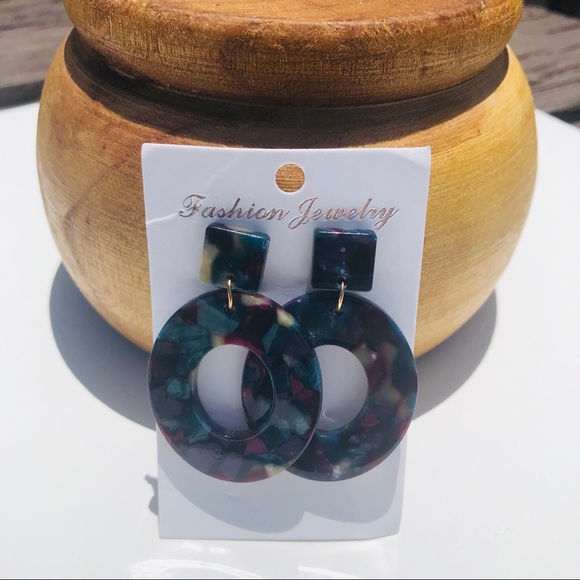 Jewelry - Blue, Cream & Purple Acrylic Earrings 2/$20